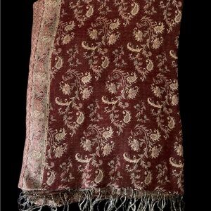 Multicoloured Embroidered Self Print Border - 70*180 - 100% Silk